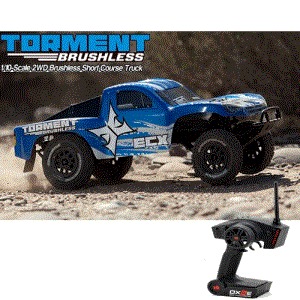 토먼트 Torment 1/10 Brushless RTR 2WD Short Course Truck w/DX2E 2.4GHz Radio (Blue/White)